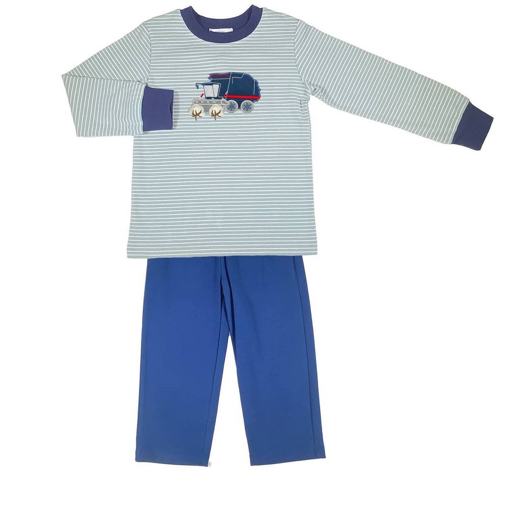 NEW ISHTEX boy's long sleeve tee and pants set in blue